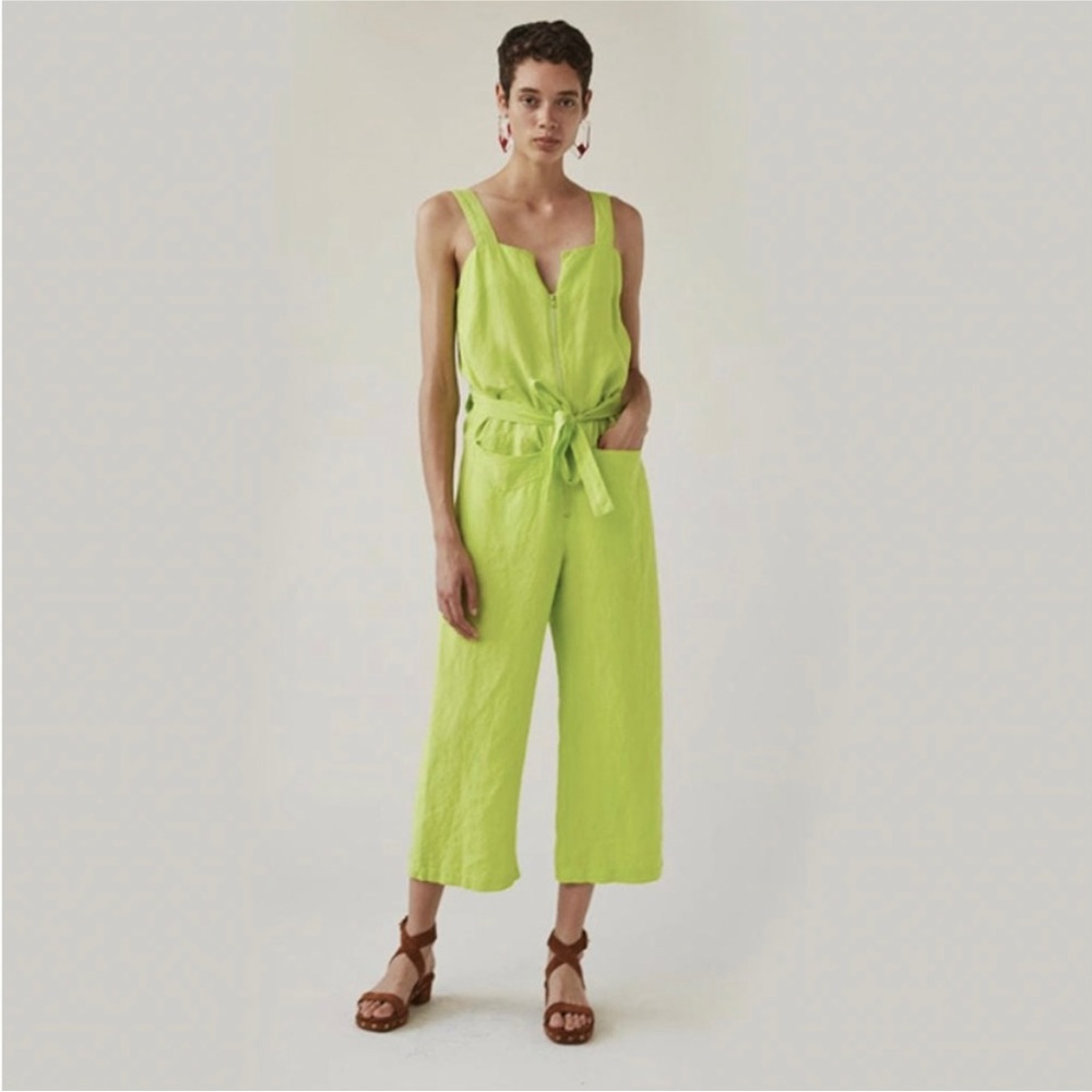 Rachel Comey Bend Jumpsuit in Highlighter Green/Yellow- Size 4